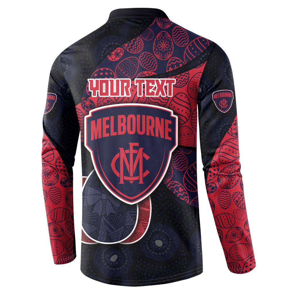 Personalized Melbourne Football Button Sweatshirt Easter Egg Pattern Red Navy Tribal Dot Art Style