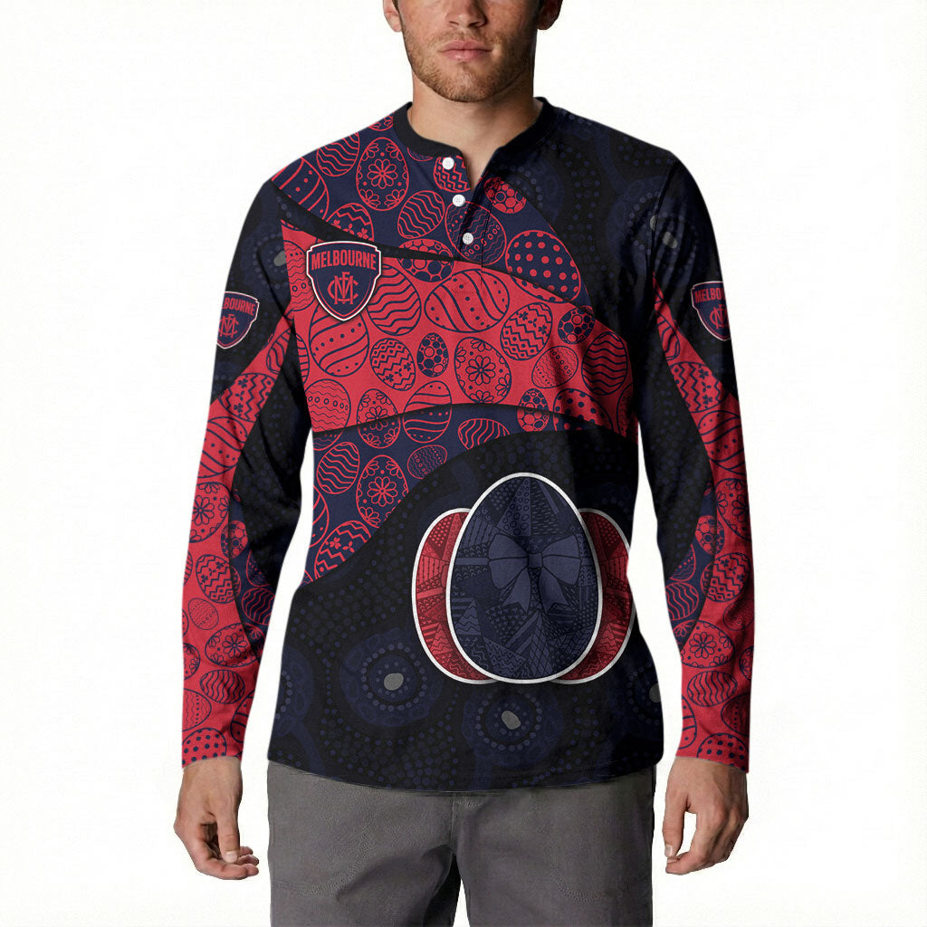 Personalized Melbourne Football Button Sweatshirt Easter Egg Pattern Red Navy Tribal Dot Art Style