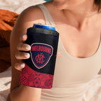 Personalized Melbourne Football 4 in 1 Can Cooler Tumbler Easter Egg Pattern Red Navy Tribal Dot Art Style