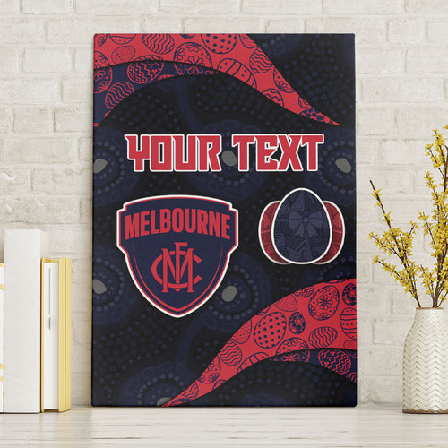 Personalized Melbourne Football Canvas Wall Art Easter Egg Pattern Red Navy Tribal Dot Art Style