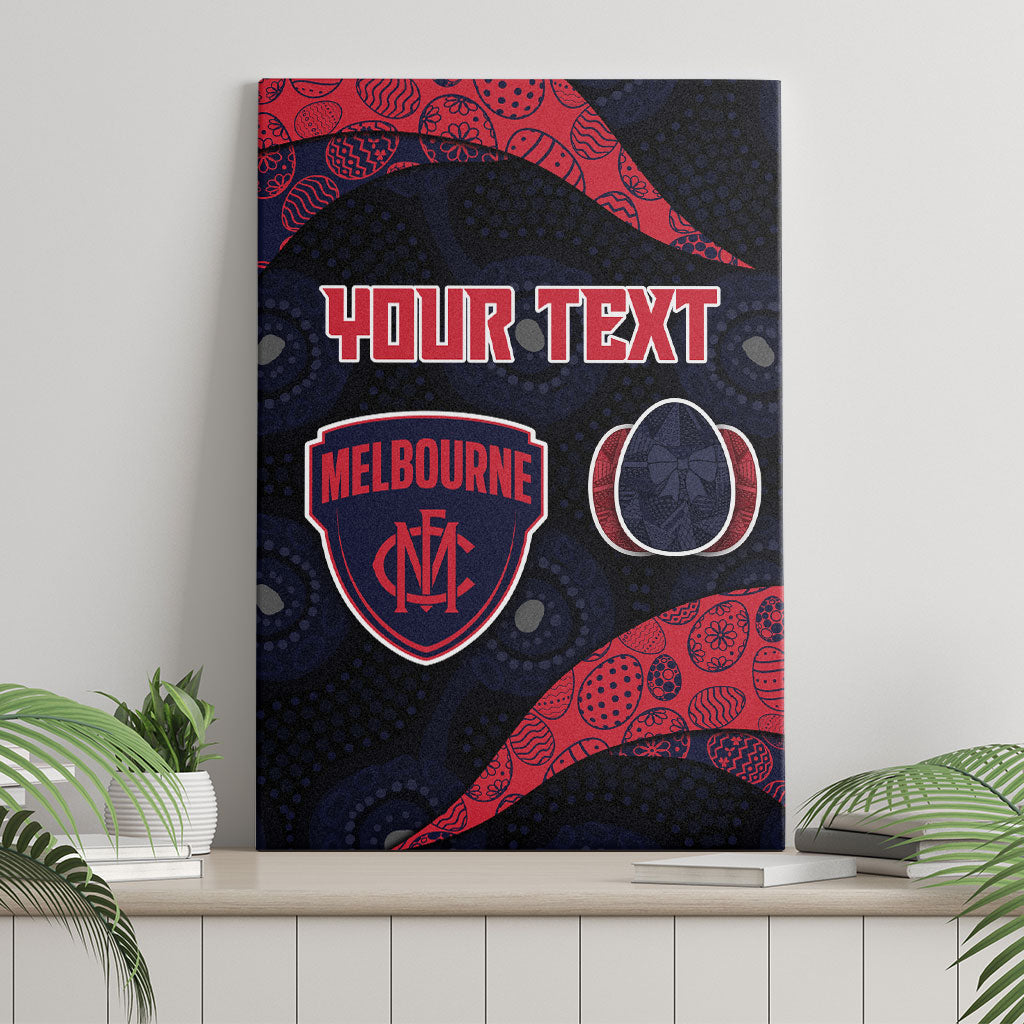 Personalized Melbourne Football Canvas Wall Art Easter Egg Pattern Red Navy Tribal Dot Art Style