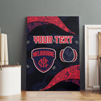 Personalized Melbourne Football Canvas Wall Art Easter Egg Pattern Red Navy Tribal Dot Art Style