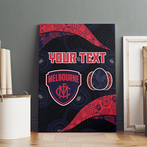 Personalized Melbourne Football Canvas Wall Art Easter Egg Pattern Red Navy Tribal Dot Art Style