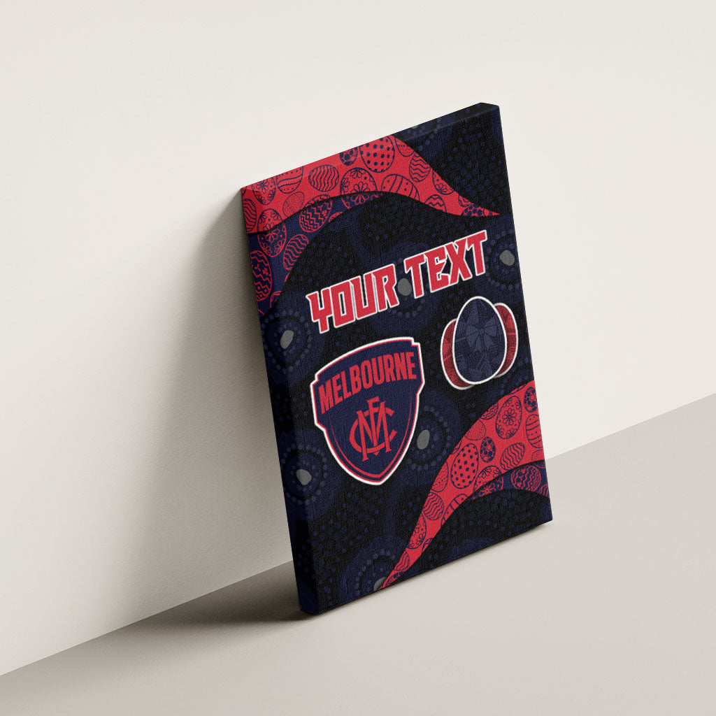 Personalized Melbourne Football Canvas Wall Art Easter Egg Pattern Red Navy Tribal Dot Art Style