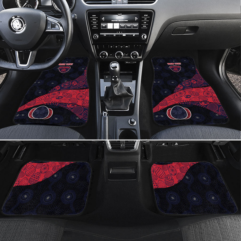 Personalized Melbourne Football Car Mats Easter Egg Pattern Red Navy Tribal Dot Art Style