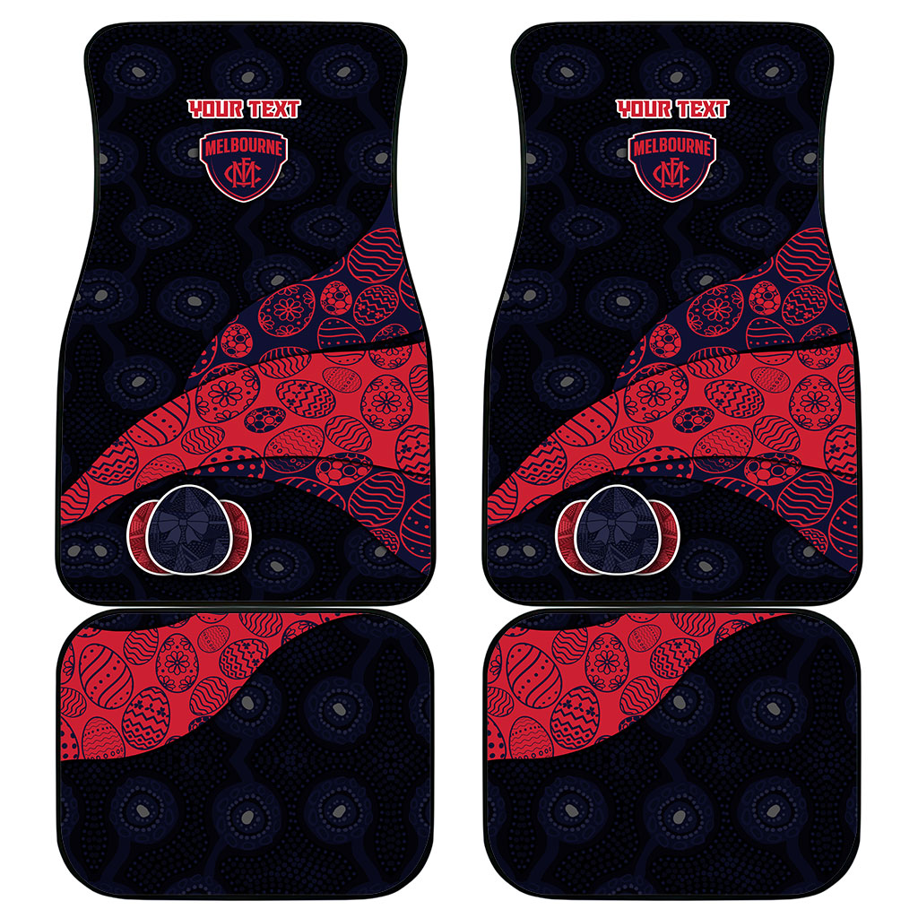 Personalized Melbourne Football Car Mats Easter Egg Pattern Red Navy Tribal Dot Art Style