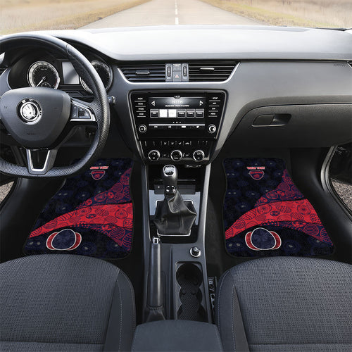 Personalized Melbourne Football Car Mats Easter Egg Pattern Red Navy Tribal Dot Art Style