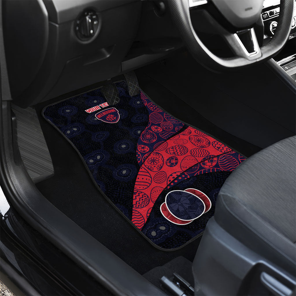 Personalized Melbourne Football Car Mats Easter Egg Pattern Red Navy Tribal Dot Art Style