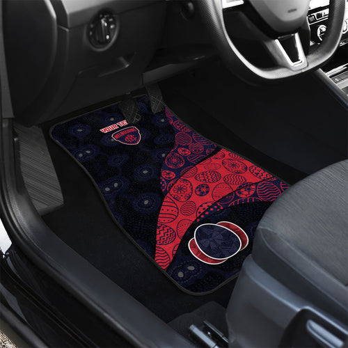 Personalized Melbourne Football Car Mats Easter Egg Pattern Red Navy Tribal Dot Art Style