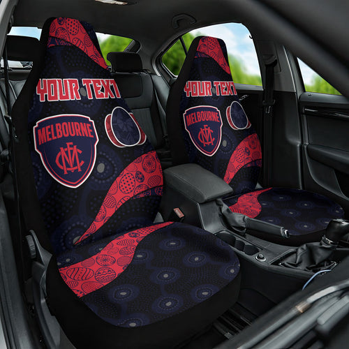 Personalized Melbourne Football Car Seat Cover Easter Egg Pattern Red Navy Tribal Dot Art Style