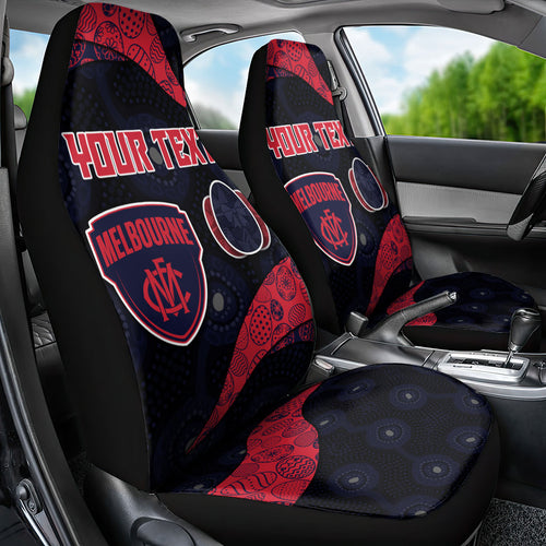 Personalized Melbourne Football Car Seat Cover Easter Egg Pattern Red Navy Tribal Dot Art Style