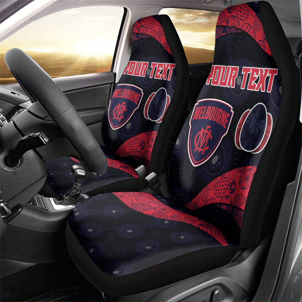 Personalized Melbourne Football Car Seat Cover Easter Egg Pattern Red Navy Tribal Dot Art Style