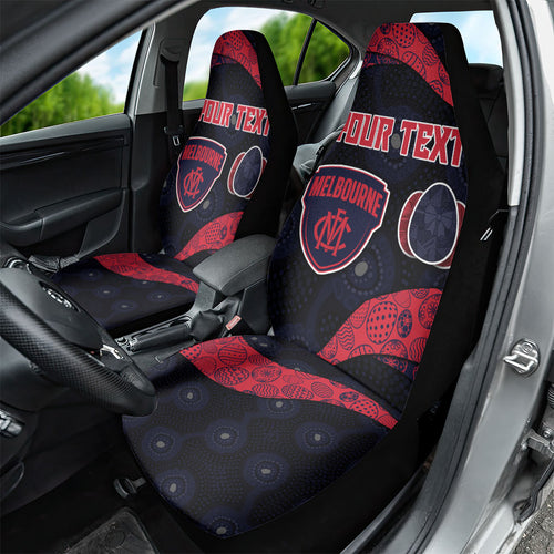 Personalized Melbourne Football Car Seat Cover Easter Egg Pattern Red Navy Tribal Dot Art Style
