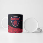 Personalized Melbourne Football Ceramic Mug Easter Egg Pattern Red Navy Tribal Dot Art Style