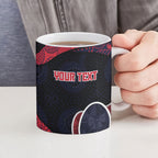 Personalized Melbourne Football Ceramic Mug Easter Egg Pattern Red Navy Tribal Dot Art Style
