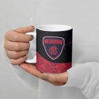 Personalized Melbourne Football Ceramic Mug Easter Egg Pattern Red Navy Tribal Dot Art Style