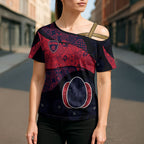 Personalized Melbourne Football Cross Shoulder Shirt Easter Egg Pattern Red Navy Tribal Dot Art Style