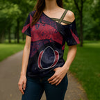 Personalized Melbourne Football Cross Shoulder Shirt Easter Egg Pattern Red Navy Tribal Dot Art Style