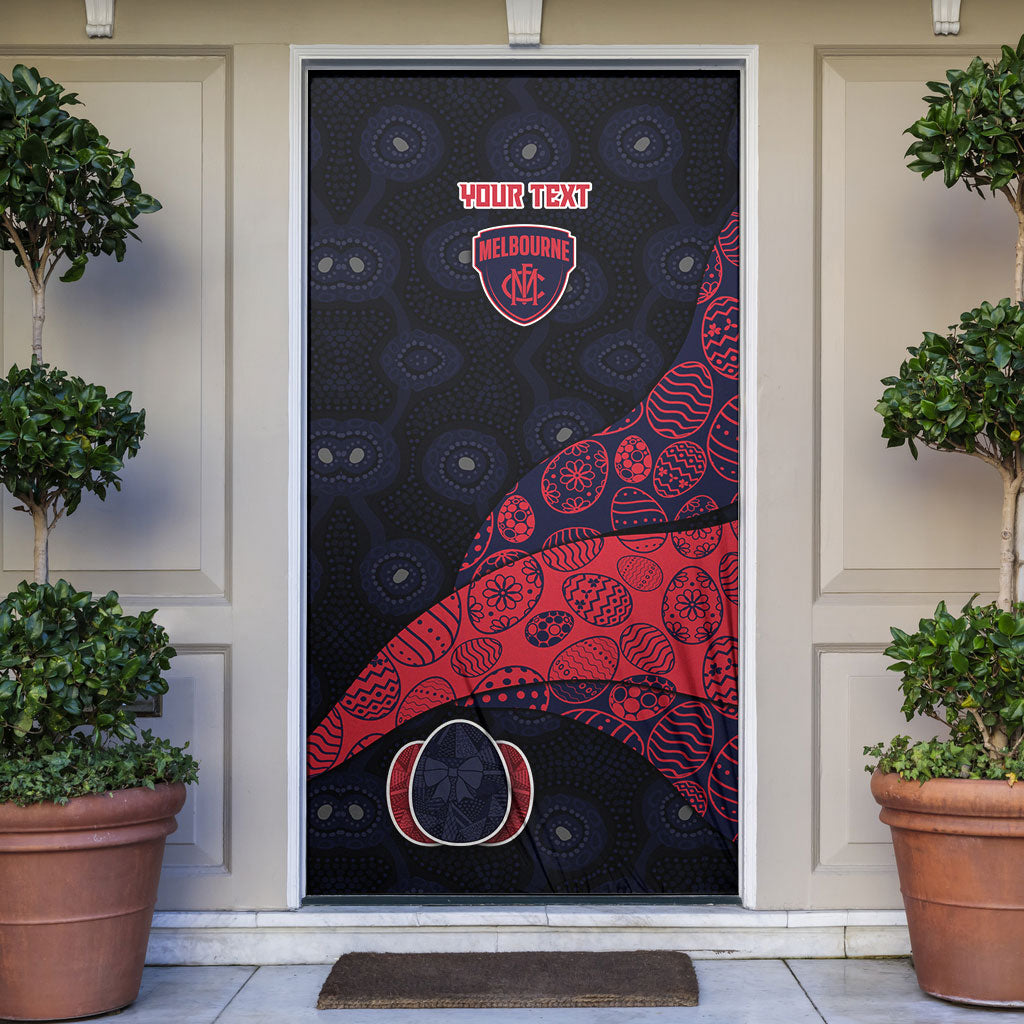 Personalized Melbourne Football Door Cover Easter Egg Pattern Red Navy Tribal Dot Art Style