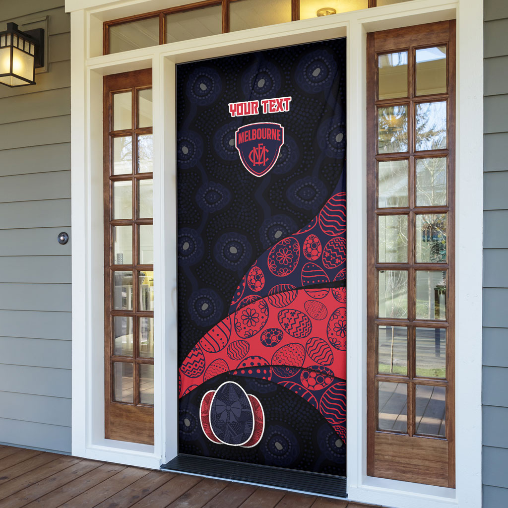 Personalized Melbourne Football Door Cover Easter Egg Pattern Red Navy Tribal Dot Art Style