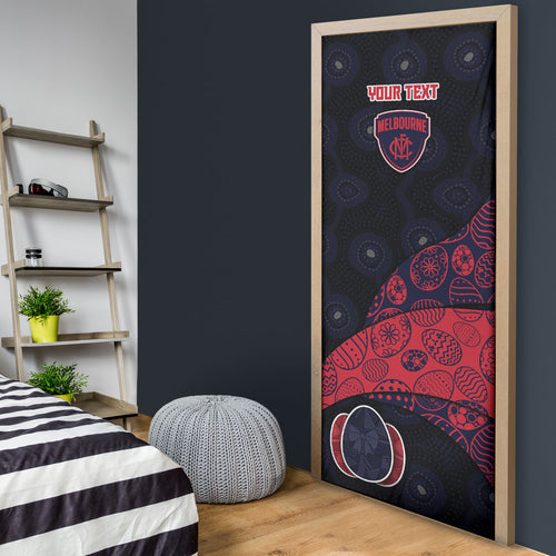 Personalized Melbourne Football Door Cover Easter Egg Pattern Red Navy Tribal Dot Art Style