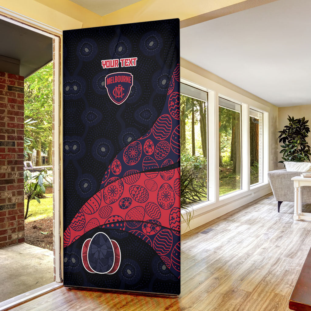 Personalized Melbourne Football Door Cover Easter Egg Pattern Red Navy Tribal Dot Art Style