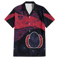 Personalized Melbourne Football Family Matching Long Sleeve Bodycon Dress and Hawaiian Shirt Easter Egg Pattern Red Navy Tribal Dot Art Style