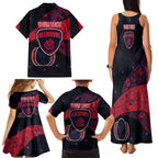 Personalized Melbourne Football Family Matching Tank Maxi Dress and Hawaiian Shirt Easter Egg Pattern Red Navy Tribal Dot Art Style