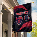 Personalized Melbourne Football Garden Flag Easter Egg Pattern Red Navy Tribal Dot Art Style