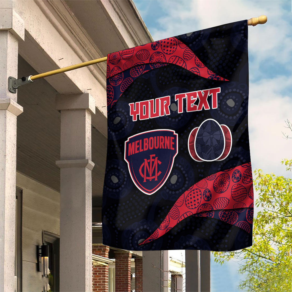 Personalized Melbourne Football Garden Flag Easter Egg Pattern Red Navy Tribal Dot Art Style