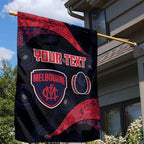 Personalized Melbourne Football Garden Flag Easter Egg Pattern Red Navy Tribal Dot Art Style