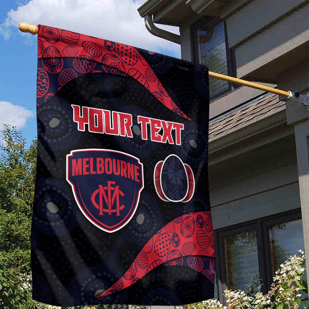 Personalized Melbourne Football Garden Flag Easter Egg Pattern Red Navy Tribal Dot Art Style