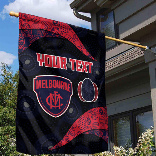 Personalized Melbourne Football Garden Flag Easter Egg Pattern Red Navy Tribal Dot Art Style