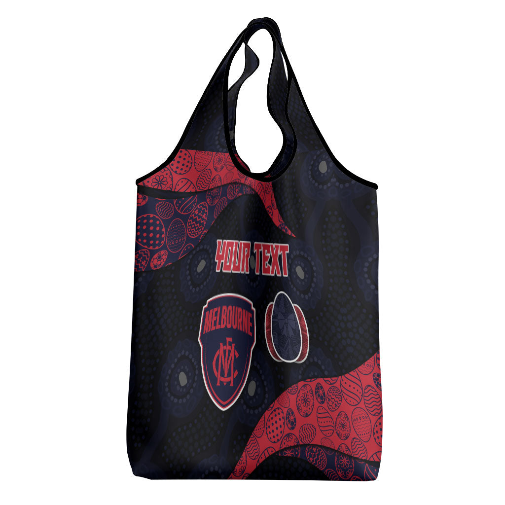 Personalized Melbourne Football Grocery Bag Easter Egg Pattern Red Navy Tribal Dot Art Style