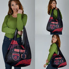 Personalized Melbourne Football Grocery Bag Easter Egg Pattern Red Navy Tribal Dot Art Style