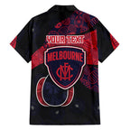 Personalized Melbourne Football Hawaiian Shirt Easter Egg Pattern Red Navy Tribal Dot Art Style