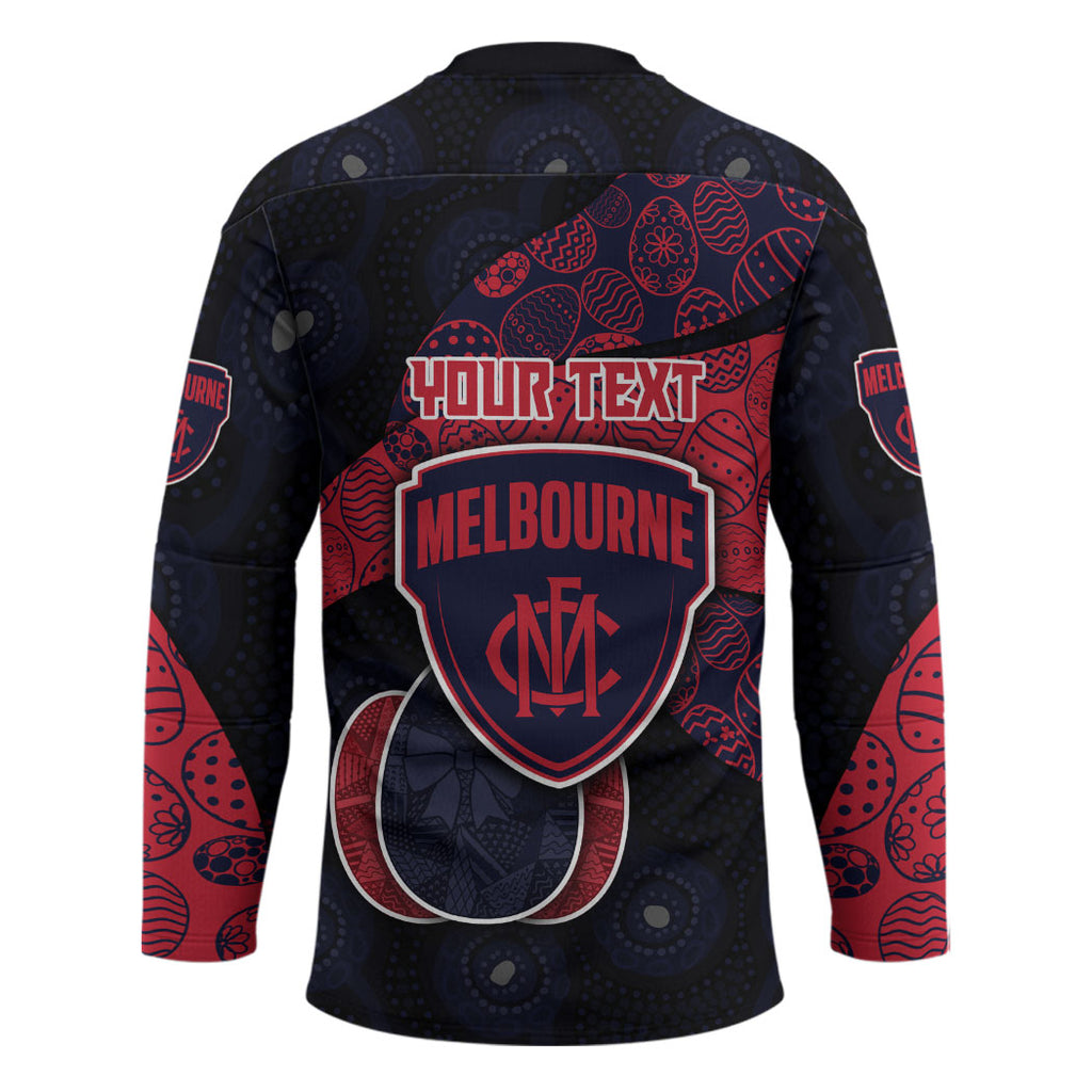 Personalized Melbourne Football Hockey Jersey Easter Egg Pattern Red Navy Tribal Dot Art Style