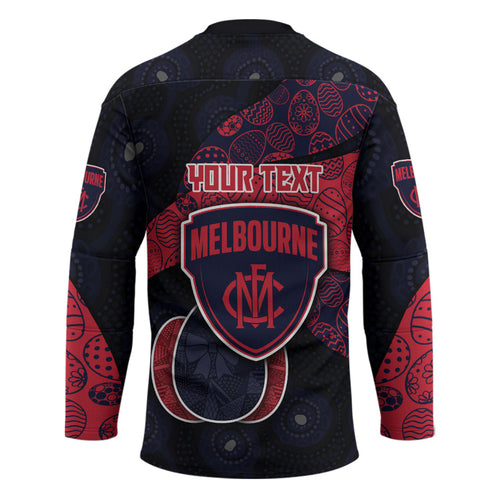 Personalized Melbourne Football Hockey Jersey Easter Egg Pattern Red Navy Tribal Dot Art Style