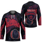Personalized Melbourne Football Hockey Jersey Easter Egg Pattern Red Navy Tribal Dot Art Style