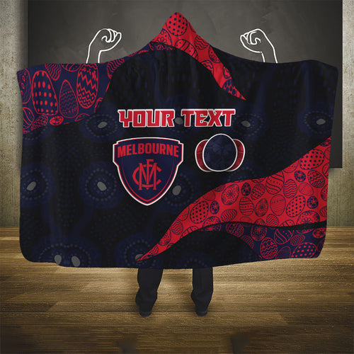 Personalized Melbourne Football Hooded Blanket Easter Egg Pattern Red Navy Tribal Dot Art Style