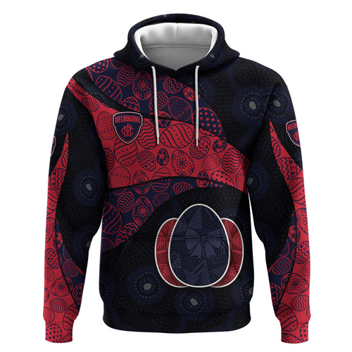 Personalized Melbourne Football Hoodie Easter Egg Pattern Red Navy Tribal Dot Art Style