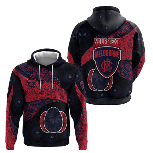 Personalized Melbourne Football Hoodie Easter Egg Pattern Red Navy Tribal Dot Art Style