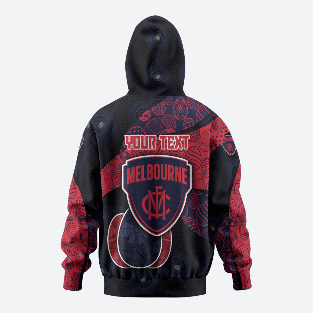 Personalized Melbourne Football Hoodie Easter Egg Pattern Red Navy Tribal Dot Art Style