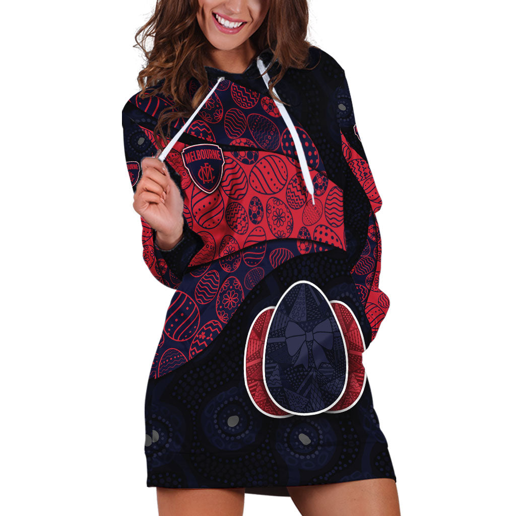 Personalized Melbourne Football Hoodie Dress Easter Egg Pattern Red Navy Tribal Dot Art Style