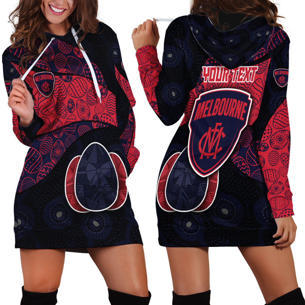 Personalized Melbourne Football Hoodie Dress Easter Egg Pattern Red Navy Tribal Dot Art Style
