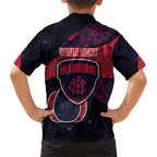 Personalized Melbourne Football Kid Hawaiian Shirt Easter Egg Pattern Red Navy Tribal Dot Art Style