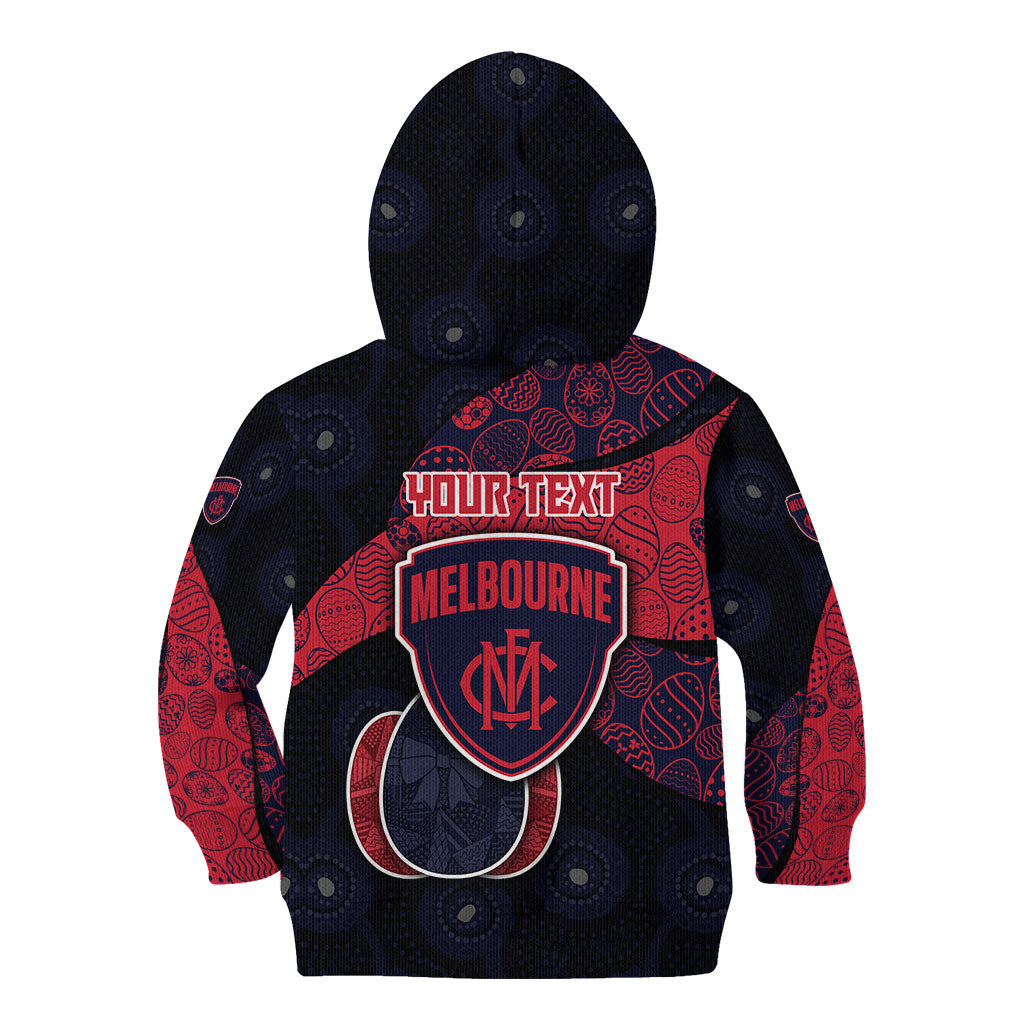 Personalized Melbourne Football Kid Hoodie Easter Egg Pattern Red Navy Tribal Dot Art Style