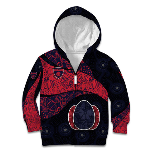 Personalized Melbourne Football Kid Hoodie Easter Egg Pattern Red Navy Tribal Dot Art Style