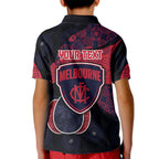 Personalized Melbourne Football Kid Polo Shirt Easter Egg Pattern Red Navy Tribal Dot Art Style