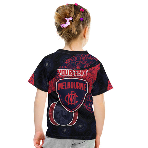 Personalized Melbourne Football Kid T Shirt Easter Egg Pattern Red Navy Tribal Dot Art Style